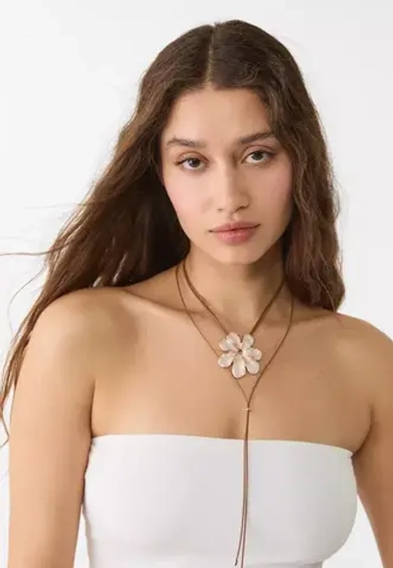 STRADIVARIUS Ожерелье с контрастным цветком, золотой