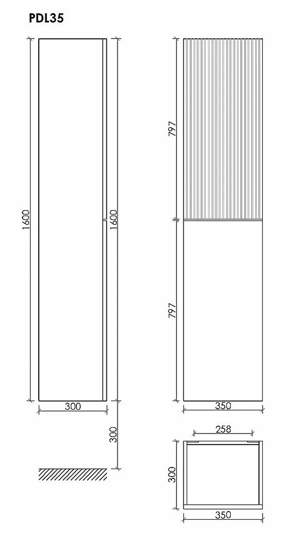 Пенал подвесной Sancos DELTA PDL35W дуб светлый/белый