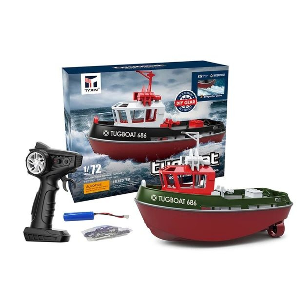 Радиоуправляемый пожарный буксир HENG LONG TYXIN TUGBOAT 686 с дистанционным управлением 1/72