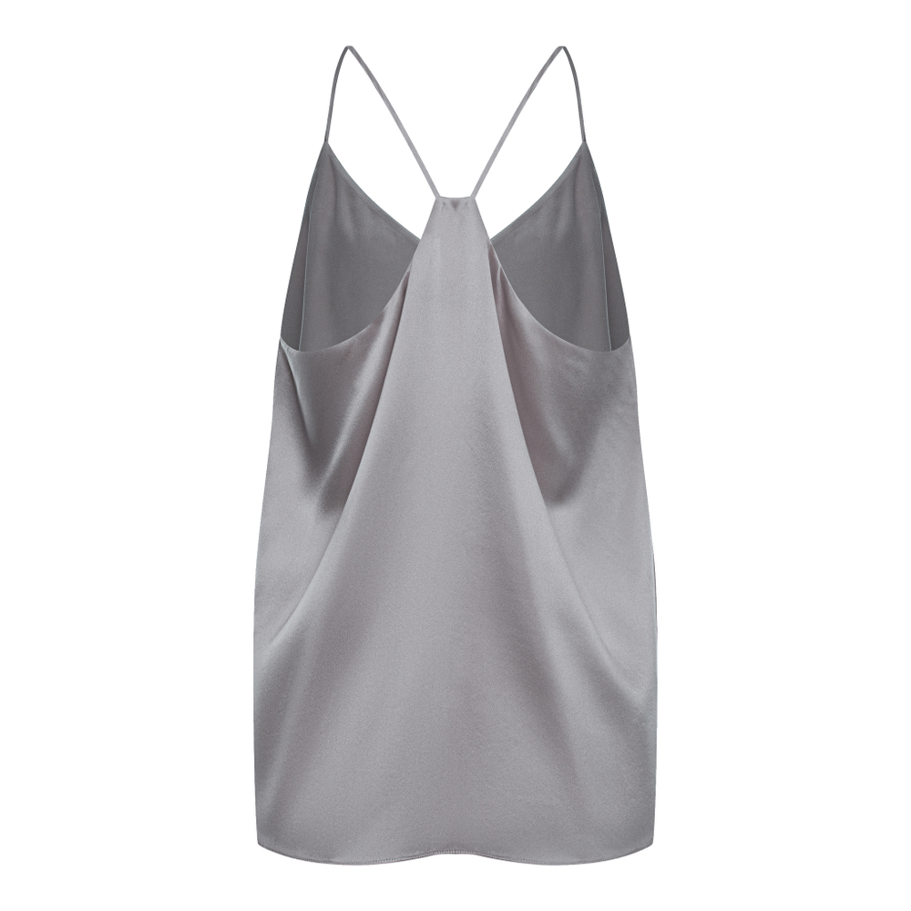 Топ шелковый на подкладке Mollen серебристо-серый