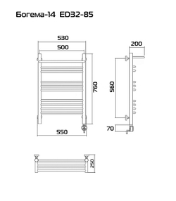 Богема-12 80х50 Электрический полотенцесушитель ED32-85
