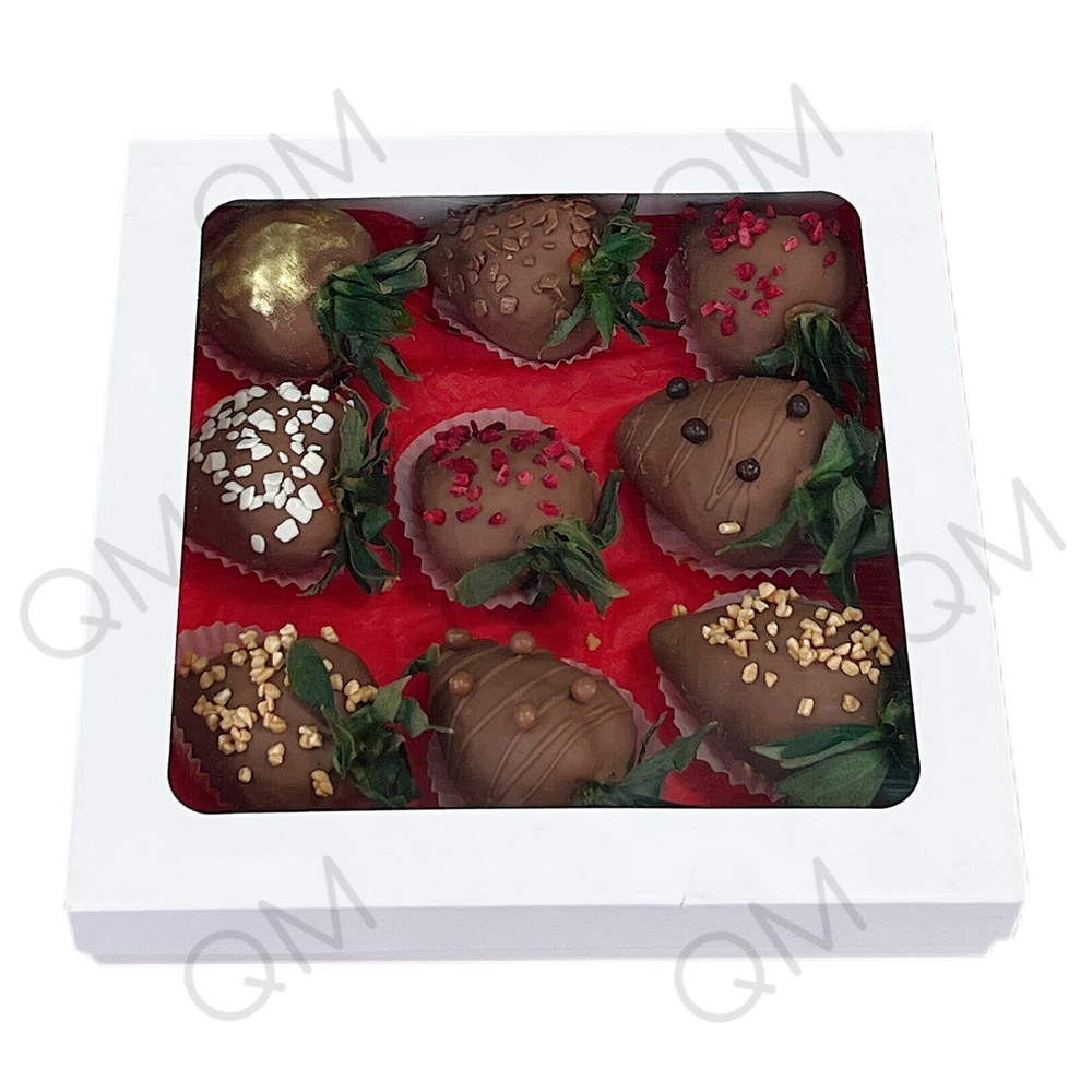 Коробка для клубники в шоколаде 200*200*40 мм (белая), 50шт