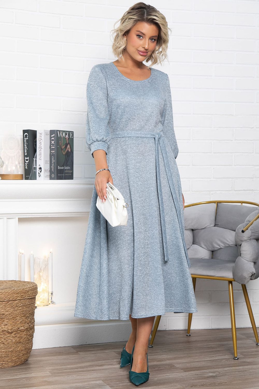 Платье трикотажное Ирина НЬЮ (голубой меланж) П15027-9М LT Collection