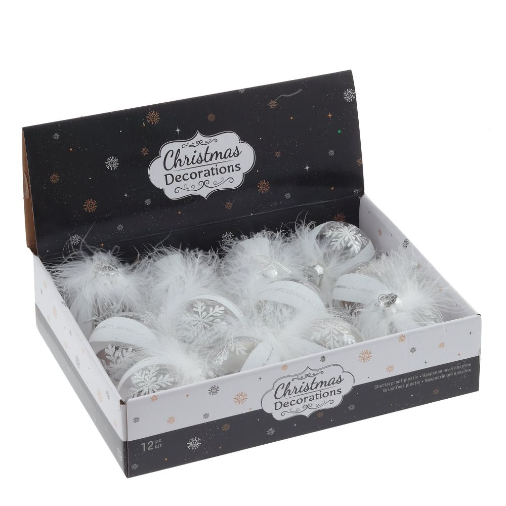 GAEM Набор из 12шт Украшение новогоднее "Шар", D 8 см, L35 W27 H8,5 см