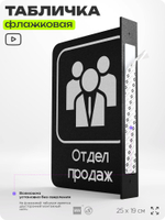 Табличка Отдел продаж флажковая на стену, двусторонняя с крепежом, 19 х 25 см, для офиса, кафе, ресторана, серия COSMO, Айдентика Технолоджи