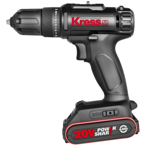 Дрель-шуруповерт 20V Kress 60Нм, 2хАКБ 2Ач и ЗУ, кейс
