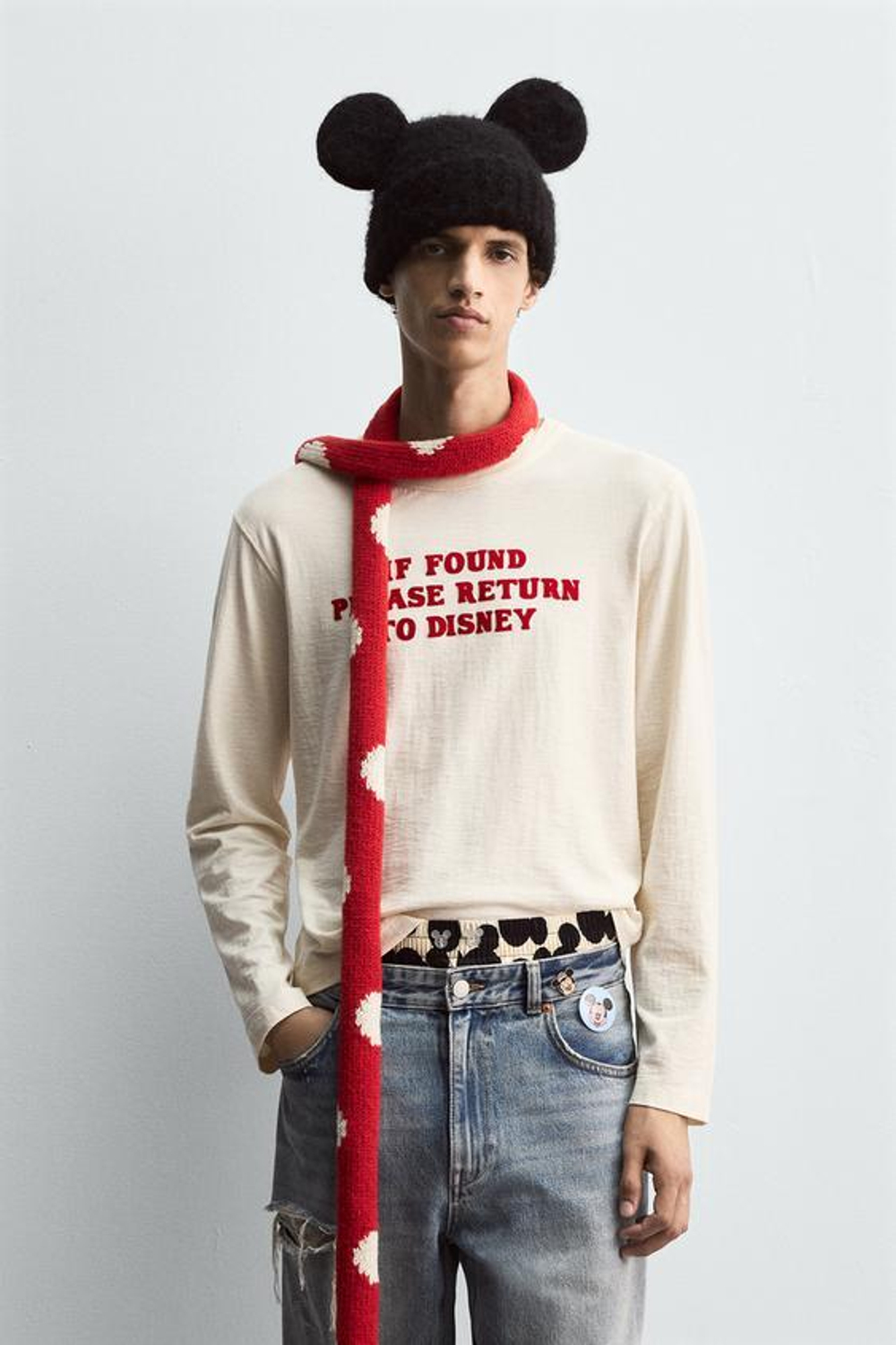 ZARA HARRY LAMBERT X DISNEY ФУТБОЛКА С НАДПИСЬЮ, ЭКРЮ