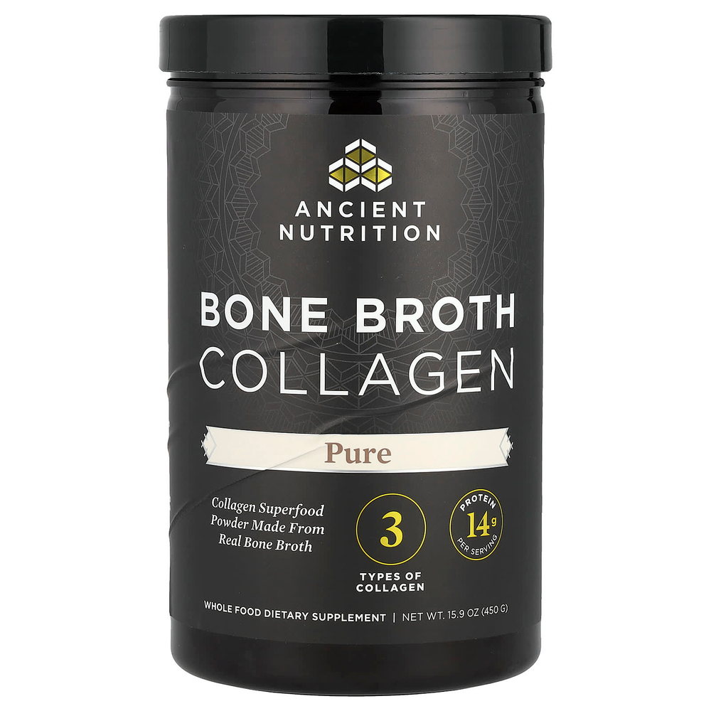 Ancient Nutrition, коллаген из костного бульона, без добавок, 450 г (15,9 унции)