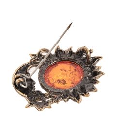 AM- 896 Брошь «День-Ночь» (латунь, янтарь)