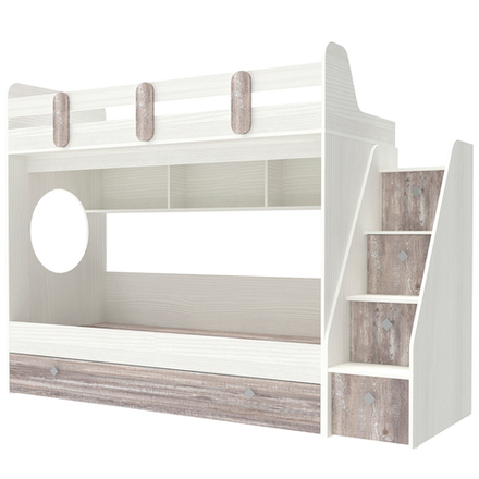 Кровать двухъярусная КарИВи Фортуна-3 Белое Дерево Бетон