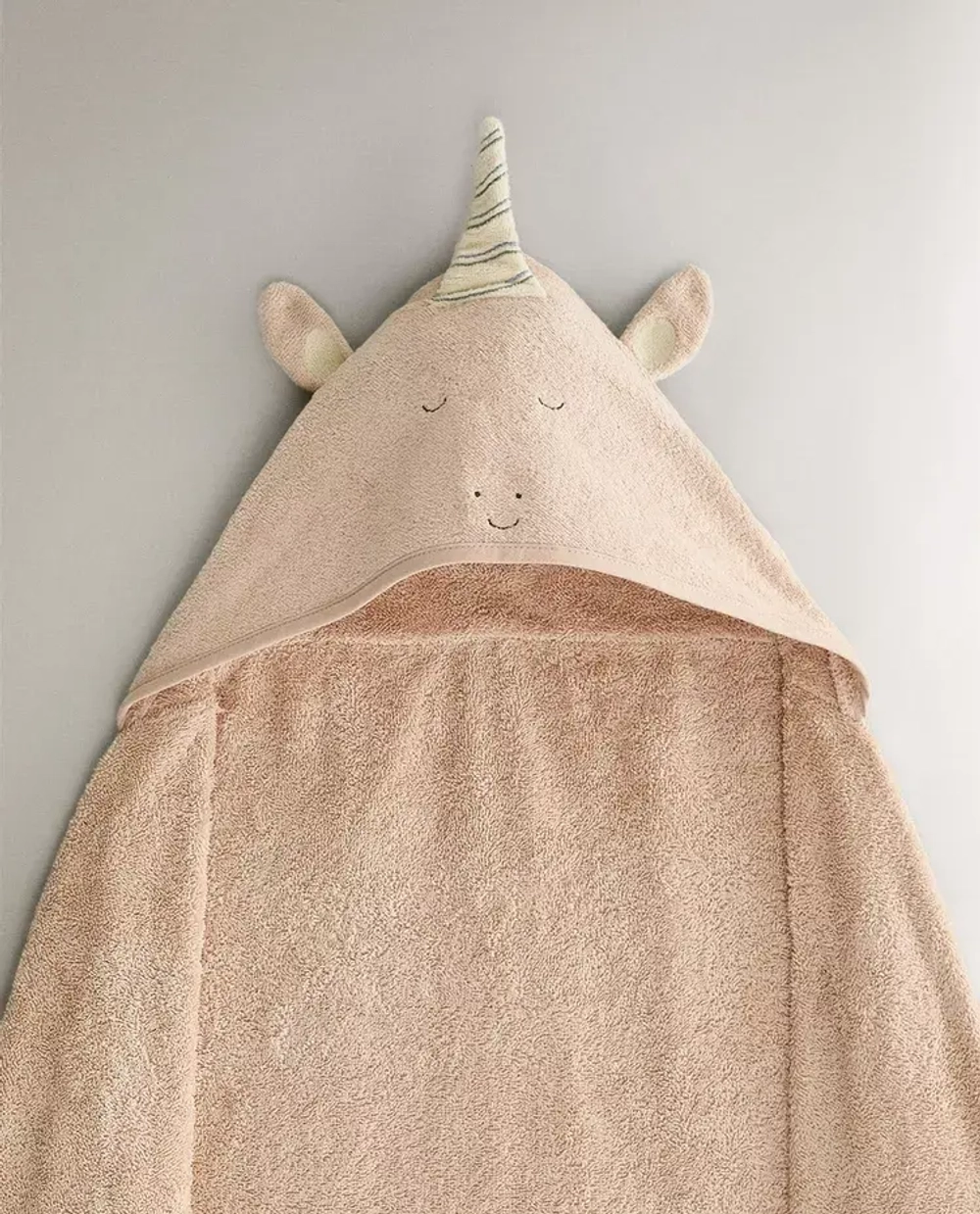 ZARA HOME ДЕТСКОЕ ПОЛОТЕНЦЕ С КАПЮШОНОМ, РОЗОВЫЙ