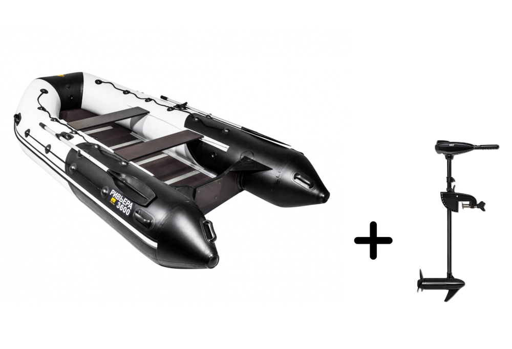 Ривьера 3600 СК слань+киль МАКСИМА + BST 55 L (комплект лодка + электромотор)