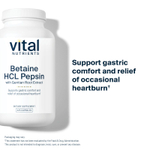 Vital Nutrients, бетаин гидрохлорид пепсин с экстрактом корня горечавки, 225 капсул
