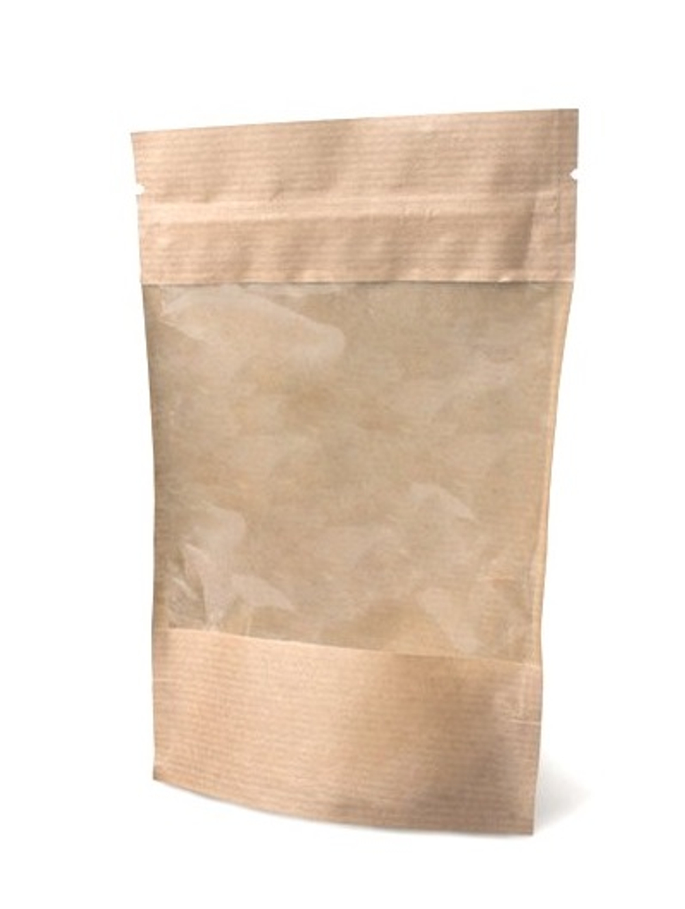 Пакет дой-пак 185*120*(35+35) бумажный крафт окно 90мм с застежкой зип лок (уп50)