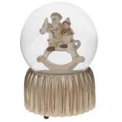 GAEM Фигурка декор в стекл шаре "Дед Мороз на лошадке" (муз с ключ), D 9 см, L9,5 W9,5 H14 см