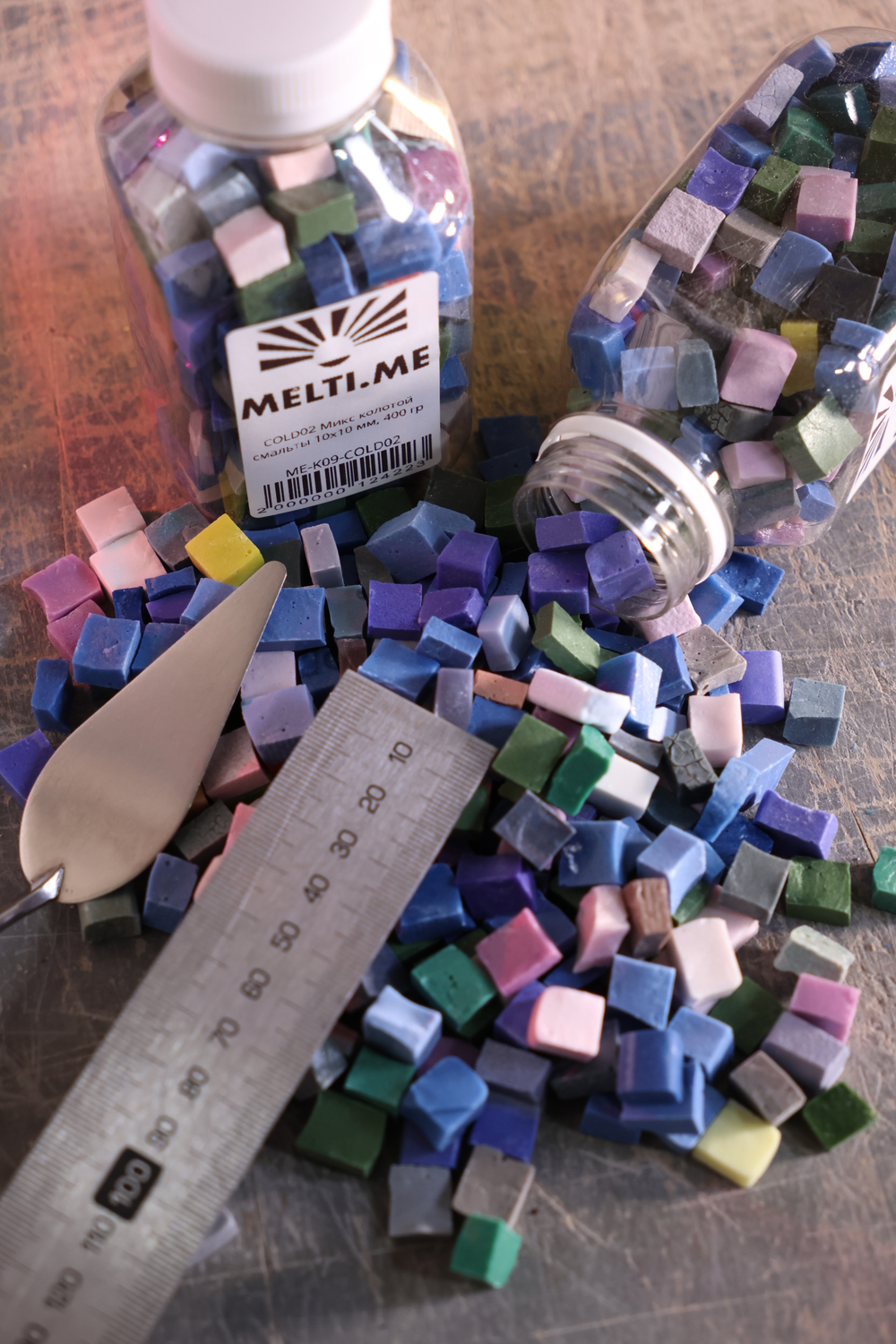COLD02 Микс колотой смальты 10х10 мм, 400 гр