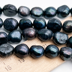 Жемчуг бусины, цвет черный АВ, размер около 8,5-10 мм, цена за 19-20 шт (1/2 нити)