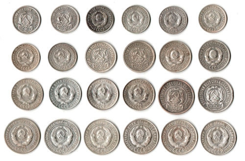 Набор из 24 монет 10,15,20 копеек 1922-1930 гг СССР И РСФСР серебро (VF+XF) (5)