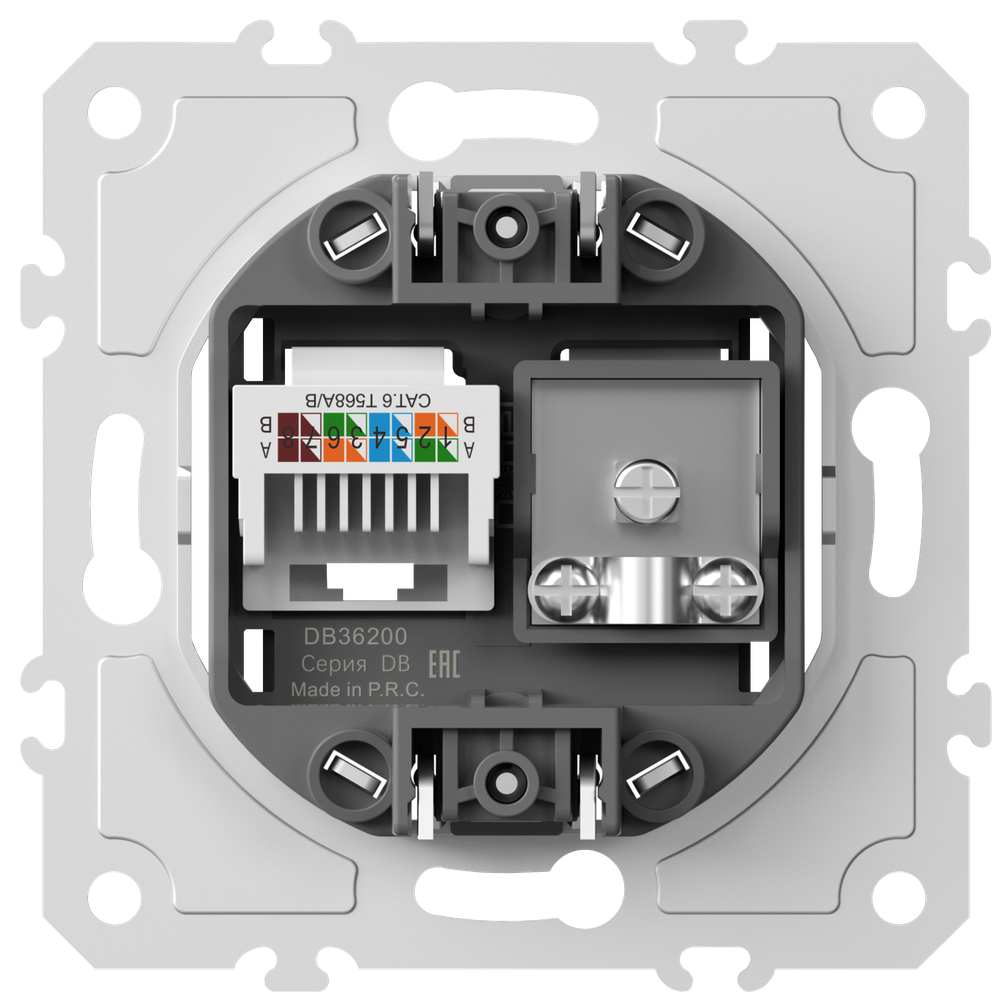Механизм розетки RJ45/TV cat.6, ClassE-8/0-2400 МГц, серия DB
