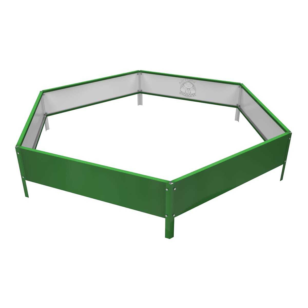 Клумба многоугольная оцинкованная с ножками 1 ярус RAL 6002 Зеленая листва