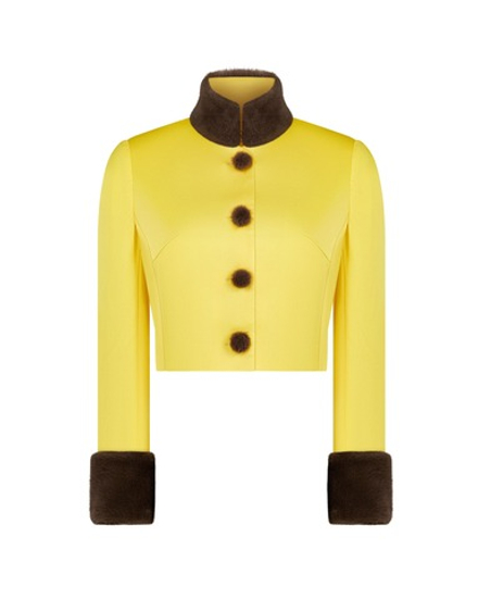 Жакет прямой с меховой отделкой