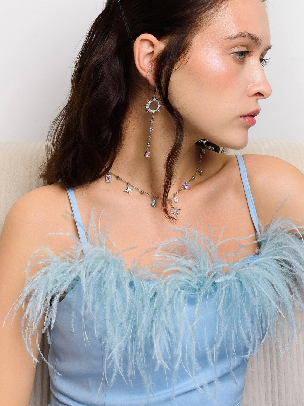 Серьги "Sun long Pink Blue"