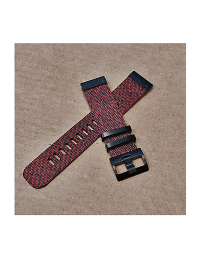 Ремешок 22 мм для Garmin нейлоновый жаккардовое плетение, стальные тренчики (красный)