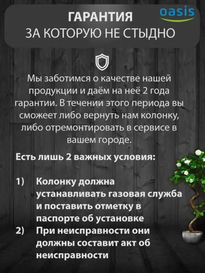 Проточный газовый водонагреватель Oasis STANDART OR-12W 12 кВт