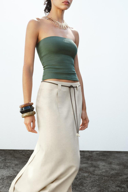 ZARA ТОП БЕЗ БРЕТЕЛЕЙ, ЗЕЛЕНЫЙ