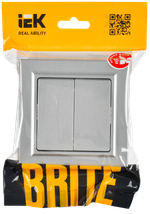 BRITE Выключатель 2-клавишный 10А в сборе ВСР10-2-0-БрА алюминий IEK