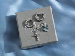 Серьги трансформеры Blue Heart