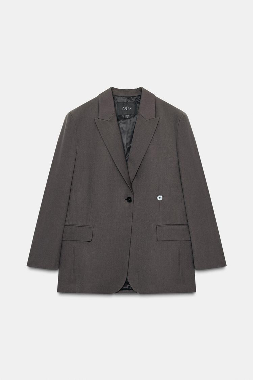 ZARA БЛЕЙЗЕР ОВЕРСАЙЗ — ZW COLLECTION, ТЕМНО-СЕРЫЙ