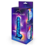 Синий фаллоимитатор с шиммером - 17 см.