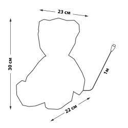 ULD-R508 USB BEAR WITH HEART Светильник декоративный Мишка с сердцем. с USB проводом. 200 светодиодов. Белый свет. Цвет корпуса радужный. TM Uniel