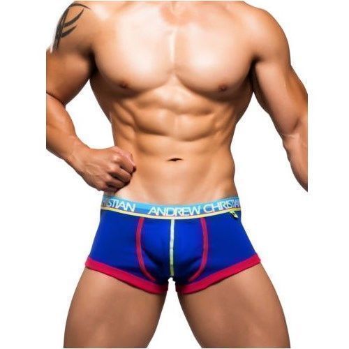 Мужские трусы боксеры синие Andrew Christian 9653 Werkin Boxer Show it  AC9653