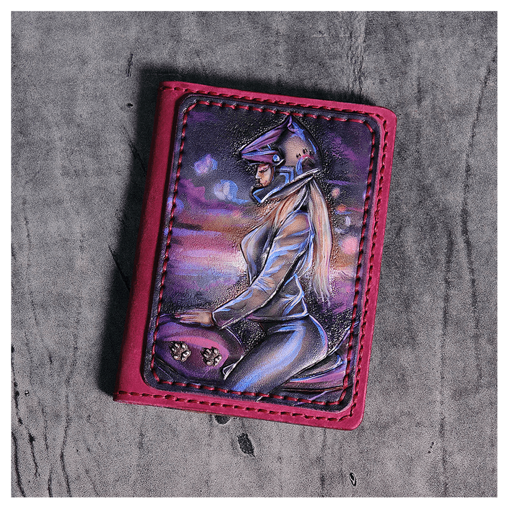 Кожаная обложка для документов «МотоЛеди»