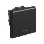 Инвертор одноклавишный модульный, "Avanti", "Черный матовый", 2 модуля