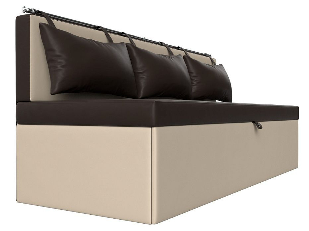 Диван кухонный прямой Метро, Коричневый\Бежевый, Экокожа, 28566