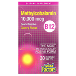 Natural Factors, B12 Метилкобаламин, Вишня, 10 000 мкг, 30 жевательных таблеток