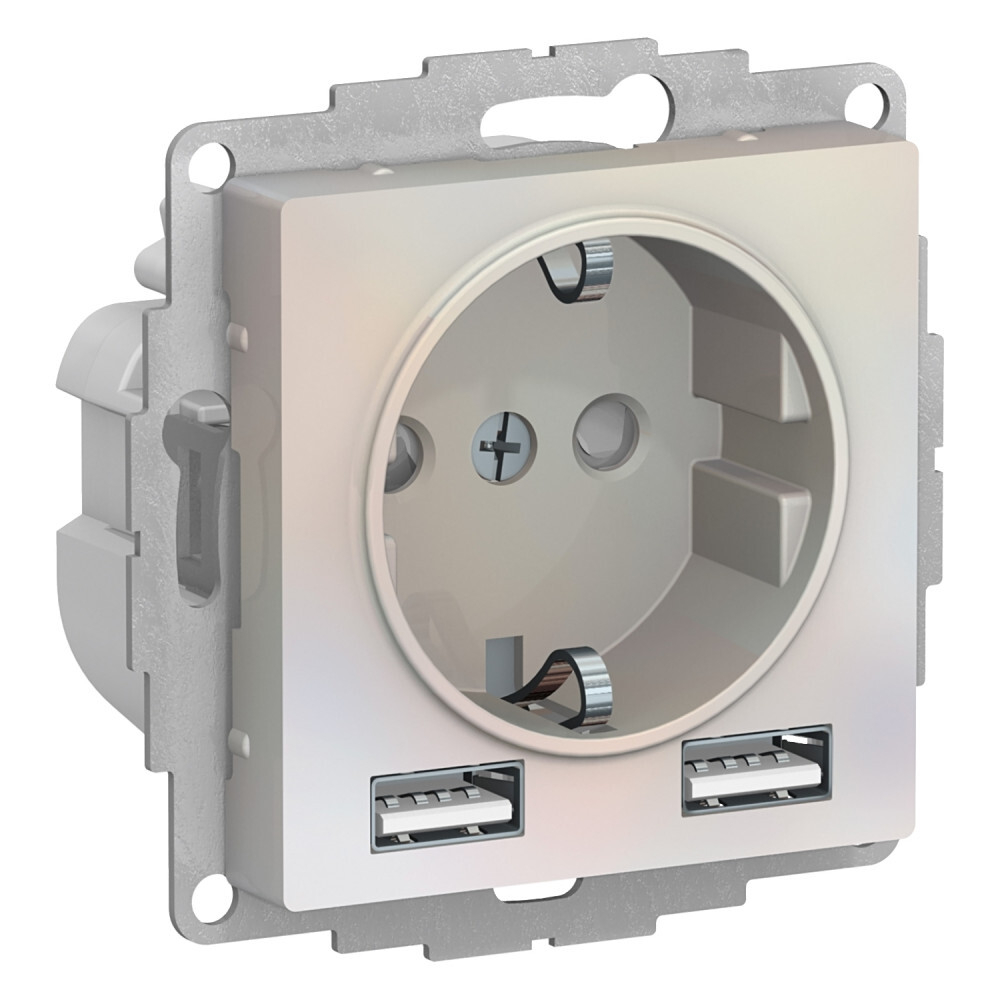 Розетка с заземлением с 2 USB  Systeme Electric ATN000430