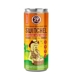 Биоактивный тоник Switchel Апельсин+Мед+Имбирь 59NORTH, 330 мл, банка спереди