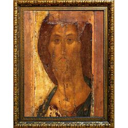 Спаситель Вседержитель. Копия иконы Андрея Рублева на холсте.