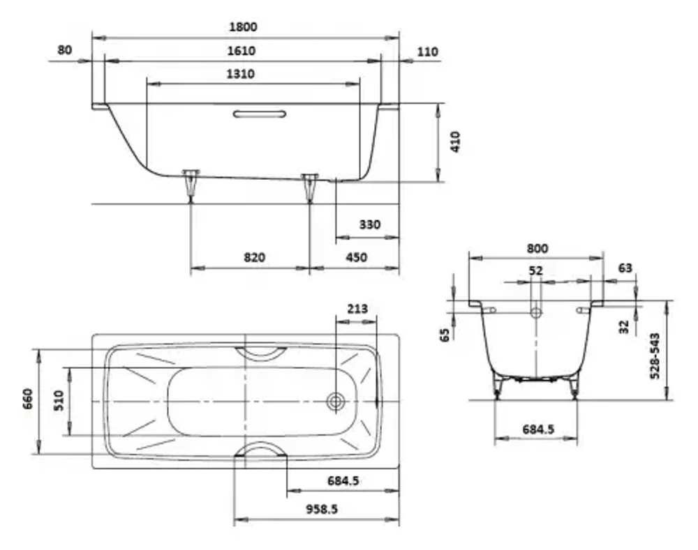 Стальная ванна Kaldewei Cayono (Калдевей Кайоно) 180x80, mod. 751
