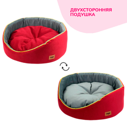 Лежанка ZOOEXPRESS "Ампир" круглая мебельная ткань (бордо/серый)