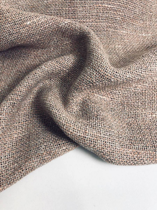 Костюмная лен рогожка,  беж светлый, меланж NB#141