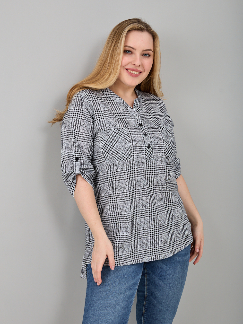 Блузка БЛ-131/сераяклетка