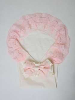 Кружевной уголок и пояс бант ( розовый)