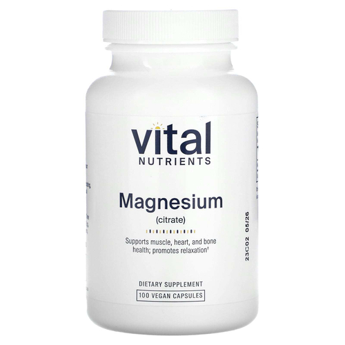 Vital Nutrients, магний (цитрат), 100 веганских капсул (150 мг в 1 капсуле)