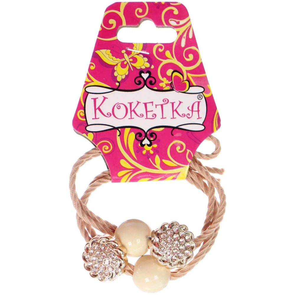 Резинки для волос 2шт «ФАНТЕЭГРО», цветочек, цвет черный, молочный и коричневый, d-5.5см (Кокетка)