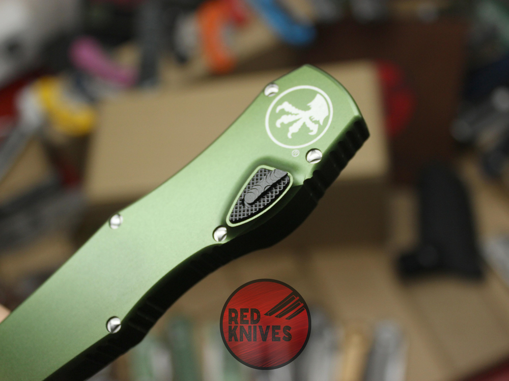 Нож Microtech Halo 6 T/E - зеленая рукоять , клинок черный